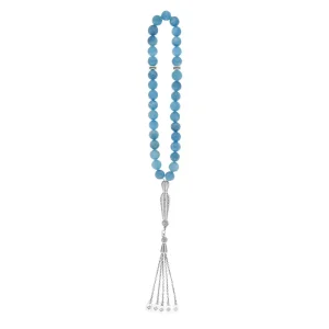 Aquamarine Rosary Beads  Handcrafted 925 Silver Tasbeeh