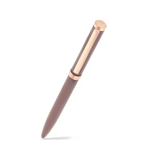 Luxury Pen Rose Gold Plated Embedded With Brwon Lacquer